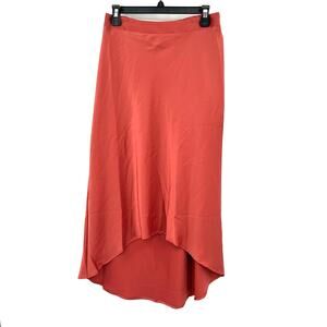 Gibson Size Small Skirt Orange High Low Pull‎ On Elastic Waist Midi Solid Casual